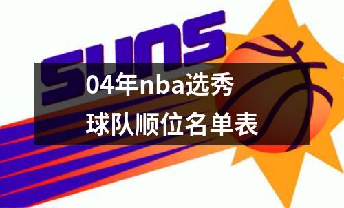 04年nba选秀球队顺位名单表